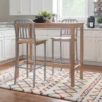 Set of 2 Frazier Metal Barstools – Polished Steel Finish, Modern Industrial Style