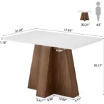 Modern Rectangular Wooden Dining Table for 4–6 – White Top with Brown Criss-Cross Base - Image 5