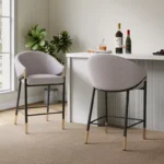 Upholstered Counter Stools with Curved Armrests Set of 2 – Comfortable & Modern Design - Image 3