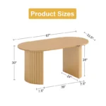 67" Oval Oak Wood Dining Table for 6 with Double Pedestal Base – Brown Finish - Image 2