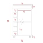 Two-Shelf Storage Cart with Six-Bottle Rack for Dining Room or Living Space - Image 3