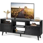 Mid-Century Modern TV Stand for 65-Inch TVs – TV Console Cabinet with Open Shelves - Image 3