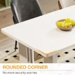 71" Modern Rectangular Dining Table for 6 – Black Wood Top with White Pedestal Base - Image 2