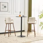 Modern Upholstered Bar Stools Set of 2 – Bar Height Design with Iron Frame - Image 4