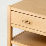 Wood Square Coffee Table with Drawer – Natural Finish - Image 3