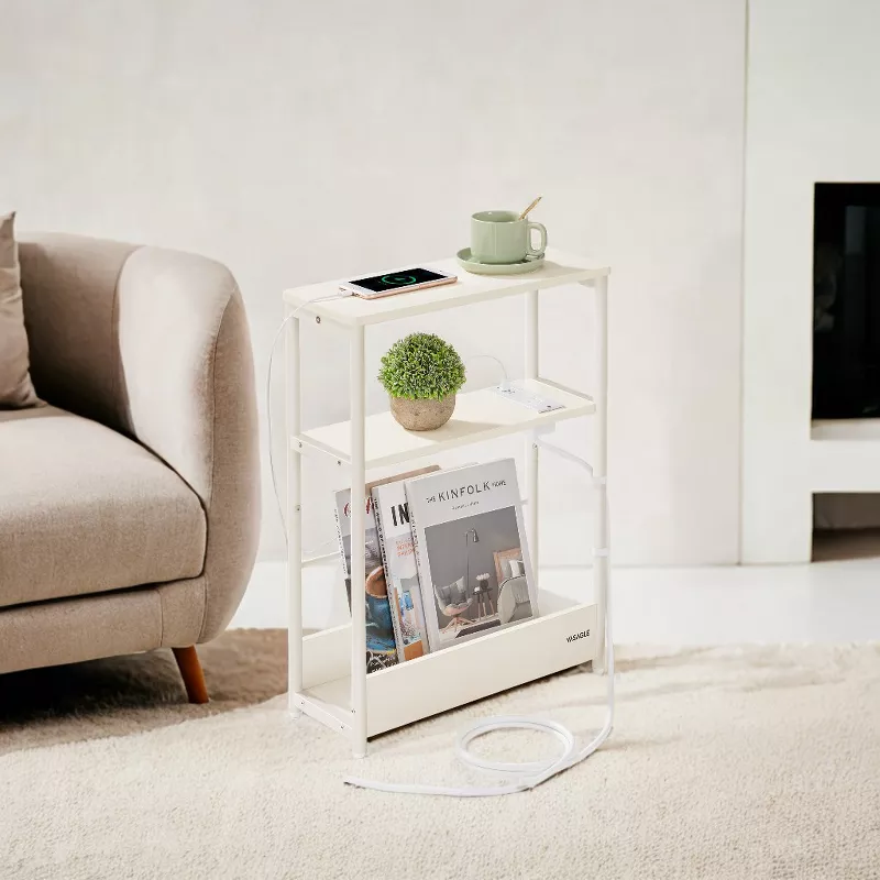 GUEST_92c9e3b7-eab4-41d1-8b1f-19063f0b8f71 Side Table with Charging Station – Narrow 3-Tier End Table with Storage - Image 1