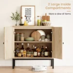 Natural Storage Cabinet with Adjustable Shelves and 2 Doors - Image 3