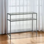 Entryway Console Table with Black Steel Frame and Brown Tabletop - Image 5