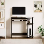 Computer Desk Writing & Study Laptop Table with Keyboard Tray and 2 Storage Compartments