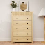 Chest of Drawers Nightstand with Fluted Design – Modern 5-Drawer Storage Unit