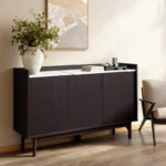 Sideboard Cabinet with 3 Doors, Raised Sides & Faux Marble Top - Image 3