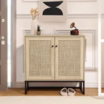 Sideboard Buffet Storage Cabinet with Rattan Doors - Image 3