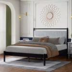 Queen/Full Size Black Solid Wood Platform Bed Frame