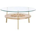 Flora Round Coffee Table – Natural & Brass Finish - Image 2