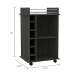 Two-Shelf Storage Cart with Six-Bottle Rack for Dining Room or Living Space - Image 5