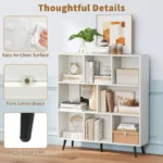 8-Cube 3-Tier Bookcase with Metal Legs – Modern Storage Organizer Shelf for Home & Office - Image 4