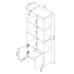 Tall Bookcase with Cabinet Storage – Natural Wood Finish Shelf Unit - Image 2