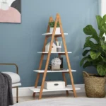 4-Tier A-Frame Ladder Bookshelf – Wooden Display Shelf for Home & Office