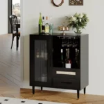 Modern Freestanding Wine & Coffee Bar Cabinet with Storage and Wine Rack
