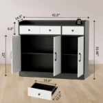 Sideboard Buffet Cabinet with Adjustable Shelves, 3 Doors & 3 Drawers - Image 5