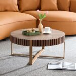 Glass Coffee Table with Gold-Accent Tempered Glass Top & Metal Frame
