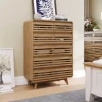 Tall Chest of 6 Drawers with Grille & Curved Design – Modern Storage Dresser - Image 5