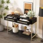 Entryway Table with Two Drawers, Retro Hallway Console Table - Image 5