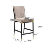 Modern Upholstered Counter Height Bar Stools with High Back – Armless, Set of 2 - Image 4