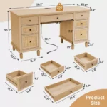 Rattan Executive Desk with 7 Drawers – Modern Study & Writing Table - Image 4