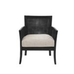 Cane Accent Chair with Comfy Upholstery and Solid Wood Legs, Mid-Century Style - Image 4
