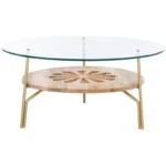 Flora Round Coffee Table – Natural & Brass Finish - Image 3