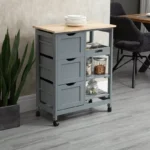 Bar Serving Cart – Compact Trolley on Wheels with Wood Top