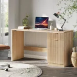 Modern Desk with Drawer and Enclosed Storage Cabinet - Image 2