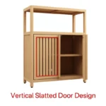 Freestanding Bamboo Sideboard Organizer with Two Doors & Divided Storage - Image 3