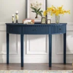 Console Table with Vertical Stripe Drawer Fronts and 4 Legs - Image 2