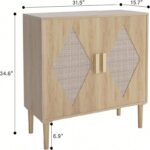Sideboard Buffet Kitchen Storage Cabinet with Handmade Rattan Doors - Image 5
