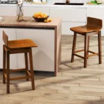 Counter Height Bar Stools with Solid Wood Legs & Footrest – Mid Back, Set of 2