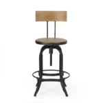 Modern Industrial Firwood Adjustable Height Swivel Counter Barstool – Wood & Iron Frame - Image 2