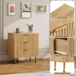 Fluted Modern Nightstand Chest of Drawers with Deep Storage - Image 6