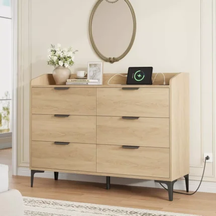 Wooden Chest of 6 Drawers – Modern Storage Dresser for Bedroom