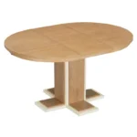 Extendable Solid Wood Round to Oval Dining Table with 16” Removable Leaf - Image 3