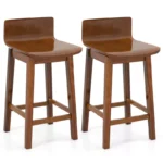 Counter Height Bar Stools with Solid Wood Legs & Footrest – Mid Back, Set of 2 - Image 7