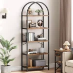5-Tier Arched Bookshelf – Modern Metal Frame Bookcase with Open Shelves - Image 3