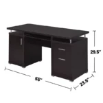 Writing Desk with 2 Storage Drawers & Cabinet – Modern Office & Study Table - Image 5