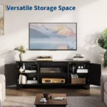 Rattan TV Stand for TVs Up to 70 Inches – Wooden Media Console - Image 2