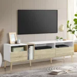 Entertainment Center with 3 Drawers and Open Shelves - Image 4