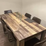 Wooden Rectangular Dining Table for 4–6 People – 63" Brown Table with 4-Leg Base - Image 5