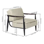 Accent Chair, Bouclé Upholstered Armchair, Wood Single Sofa Lounge Chair - Image 3