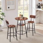 3-Piece Round Dining Table Set for 2 with Two-Level Storage – Brown Compact Dining Table