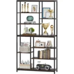 9-Tier Industrial Bookshelf – Tall Metal & Wood Open Shelf Storage Rack - Image 6